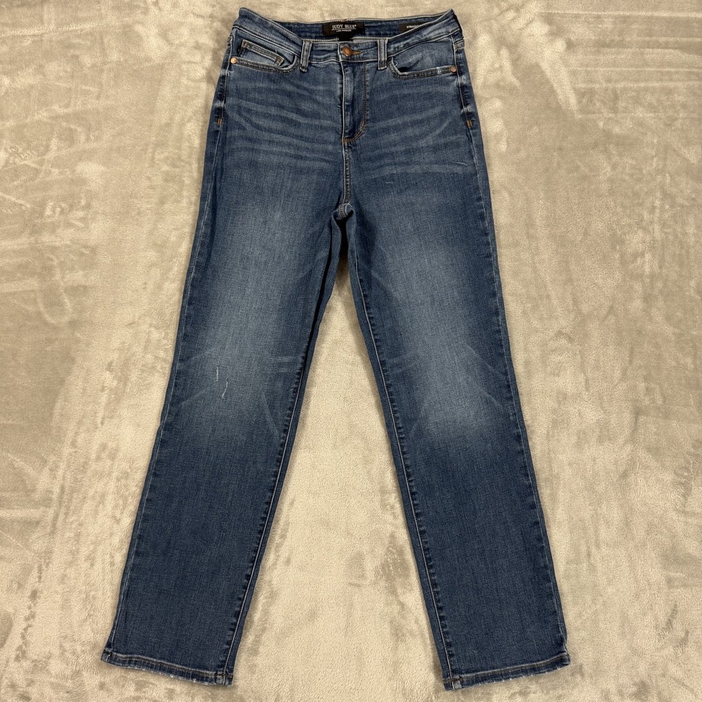 Judy Blue Los Angeles Straight Fit Jeans Women 7/28 Medium Wash High Rise Denim